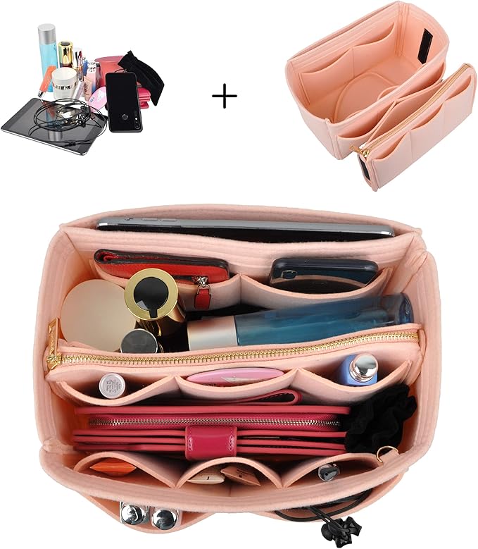 Vercord Felt Organizer Insert For Purse Handbag Tote Bag In Bag Inside Shaper Divider Neo Pink Xlarge