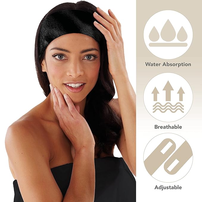 Boca Terry Makeup Headband, 100% Cotton Women's Adjustable Towel Headband for Washing Face, Facial, Cosmetic & Skin Care Treatments. 3-Pack