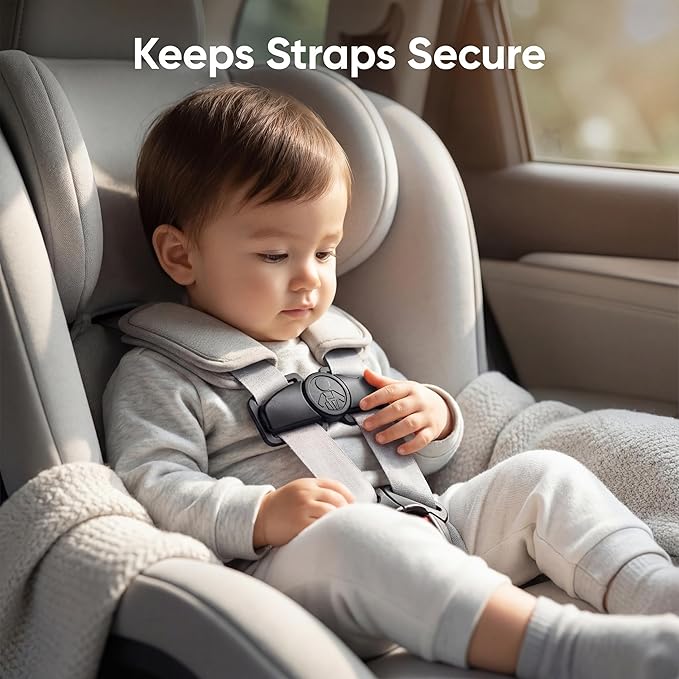 Anti Escape Car Seat Buckle Guard & Chest Harness Clip Lock - Child Safety Buckle Lock for Kids, Toddler, Stroller and Car Seat Belt (Style B, Black 1 Pack)