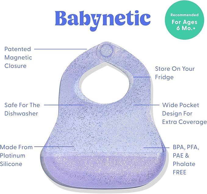 Magnetic Silicone Baby Bib – Waterproof, Dishwasher Safe, BPA Free Food-Grade, Feeding Bib for Infants and Toddlers