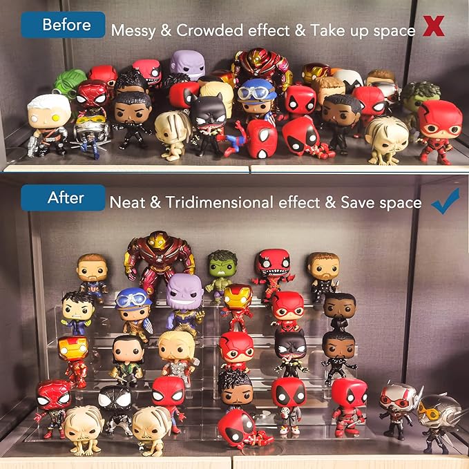 bigantss 12 Inch Acrylic Shelf for Perfume Organizer in 2 Pack, 4 Tier Funko POP Shelves, Cologne Organizer Tiered Riser Display Stand, Acrylic Display for Decoration