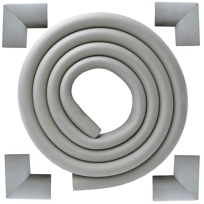 M2cbridge U Shape Extra Thick Furniture Table Edge Protectors Foam 6.5 Ft (Grey with 4 Corners)