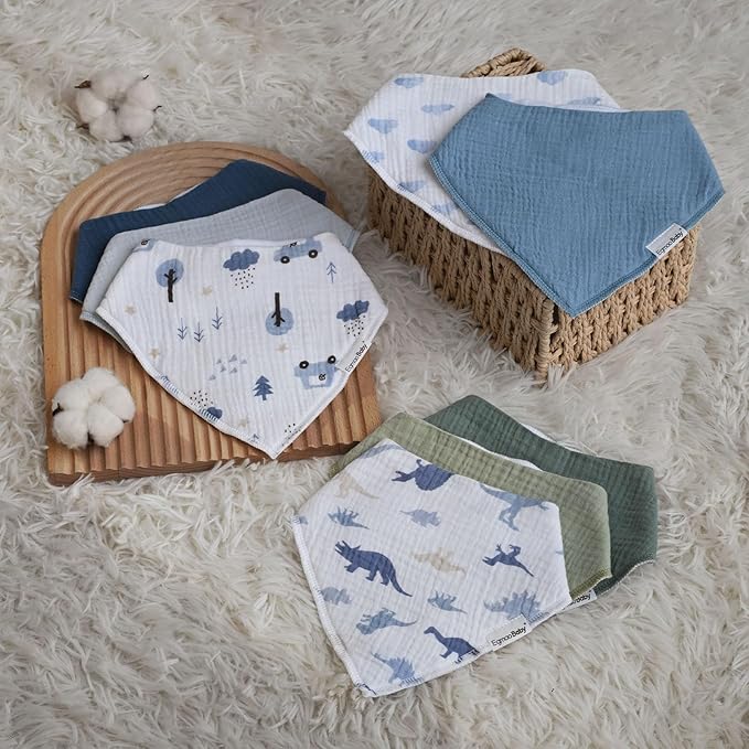 egmao baby Muslin Bibs for Drooling and Teething,10 Pack Drool Bibs for Boys Girls,100% Cotton Soft for Infant,Newborn