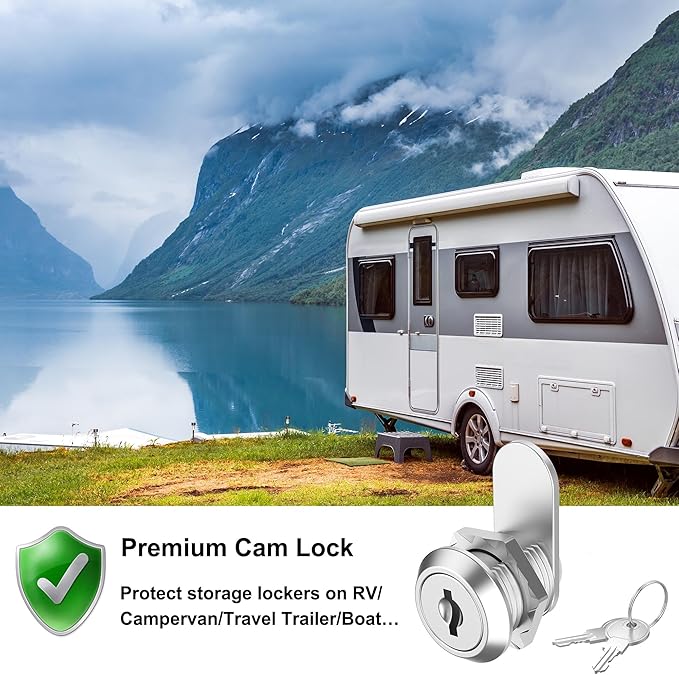 6 Pcs Mailbox Locks with Keys, Cabinet Lock with Key, Kitchen Cabinets Cam Locks 5/8" Keyed Alike, Drawer Desk Lock for Drawers and RV Storage Door, Zinc Alloy