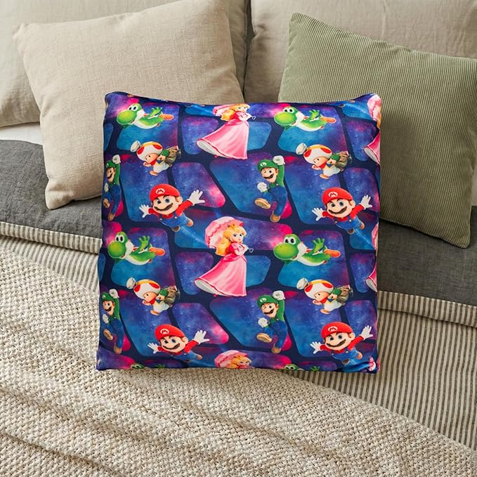 The Super Mario Galaxy Movie Kids Squishy Plush Throw Pillow, Soft Decorative Cushion for Bedroom Décor & Gifts, 13 Inch, Mario & Luigi (100% Officially Licensed Product) By Franco