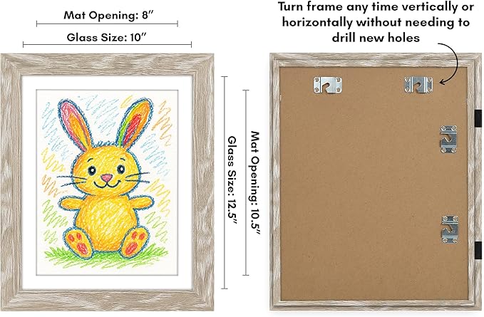 Americanflat Kids Artwork Frame Changeable (Driftwood) - Magnetic Door Holds 100 Art Pieces - 8.5x11 Letter Size Display with Mat or 10x12.5 Without Mat - My Mini Masterpiece