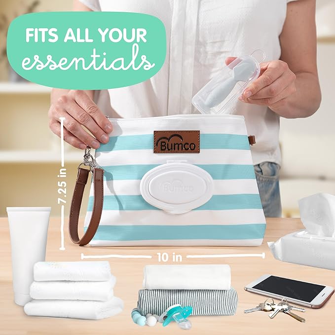 Baby Bum Brush Bumco Diaper Clutch - Portable Wipes Dispenser & Travel Essential, Airtight Refillable Wipes Container, Diaper Bag Purse