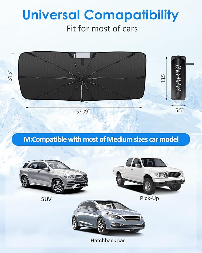 Car Windshield Sun Shade Umbrella, Car Sun Shade Windshield for Auto Trucks Sedan SUV Keeps Vehicle Cool Heat Insulation-Medium-04