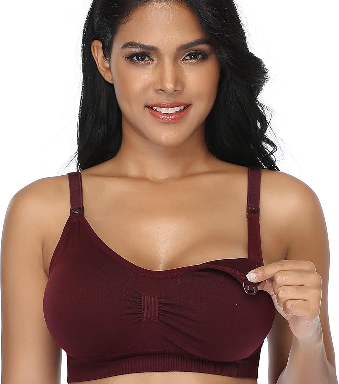 GXXGE 4Pack Nursing Bra for Breastfeeding Maternity Bras Push Up Silk Seamless Pregnancy Bralette Underwear