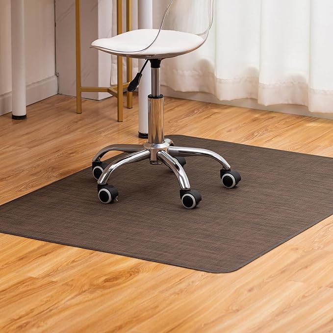 BARoyal Office Chair Mat for Hardwood Floor Under Desk Computer Rolling Chair Mat for Wood/Tile Floor Non-Slip Heavy Duty Desk Rug PVC Plastic Hard Floor Protector 48" x 60"(Coffee)
