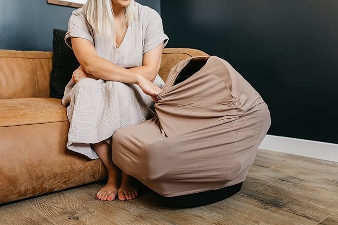 Copper Pearl Multi-Use Cover: Car Seat Covers, Nursing Cover, and Stroller Cover for Sun - Stretchy Fabric, All-Season Use, Stylish Designs, Easy Access for Moms - Gobi