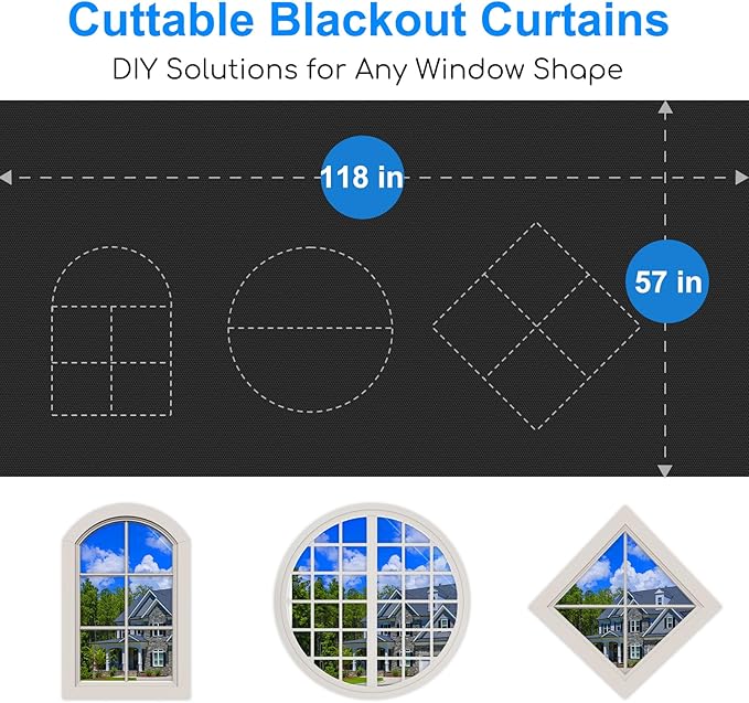 Blackout Curtains for Bedroom - 118" x 57" Portable Blackout Blinds Curtain for Any Windows -100% Blackout Shades Window Film -Temporary Blackout Shades for Baby Nursery,Dorm Room,Travel or Office Use