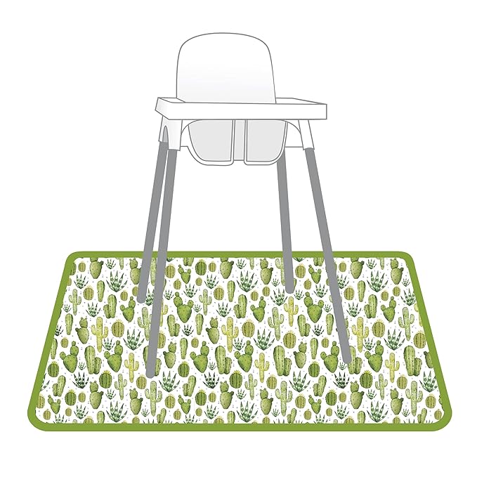 BapronBaby Desert Cactus Splash Mat - Waterproof Catch-All for Under High Chairs, Floors, Tables, Playtime or Arts & Crafts - Machine Washable - 45" x 45”