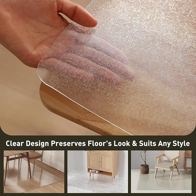 Clear Plastic Area Mat for Under Dining Table, 8'×10' Large No Slip Waterproof Vinyl Area Rug for Home, Anti-Spill Hard Floor Protector Cover, Splat Mat for Under High Chair, Easy Clean Floor Mat