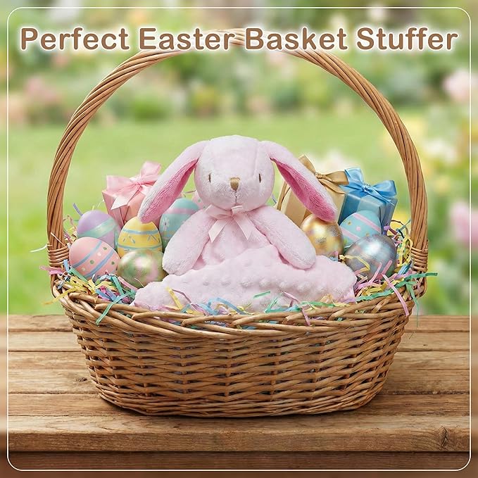 Pro Goleem Loveys for Babies Bunny Security Blanket Baby Girl Gifts Newborn Soft Pink Lovie for Infant and Toddler Snuggle Toy Stuffed Animal, Pink 16 Inch