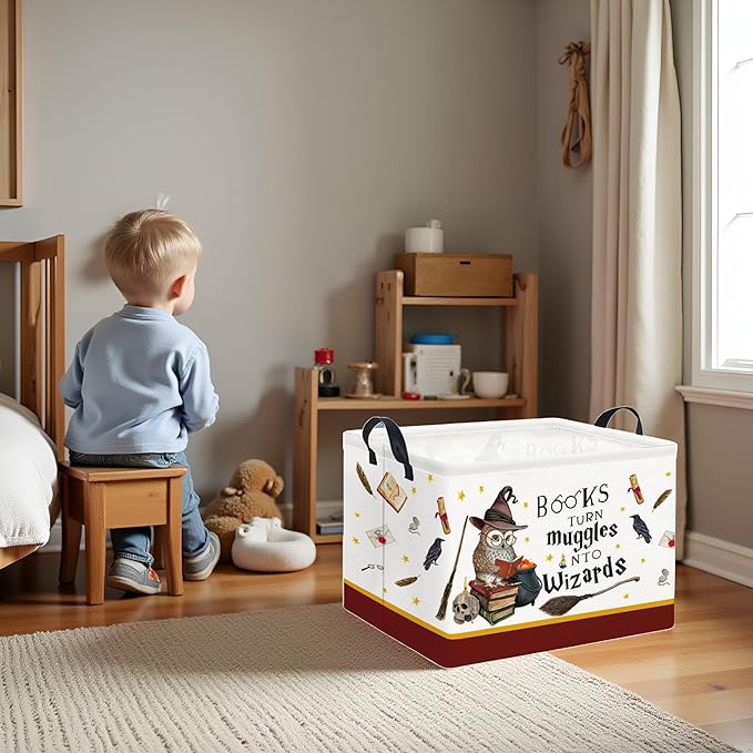 TIBAOLOVER Rectangular Baby Kids Storage Basket Boys for Home Kitchen Girls Cute Toy Storage Bin Organizer Shelf Book Room Decor(Magic)