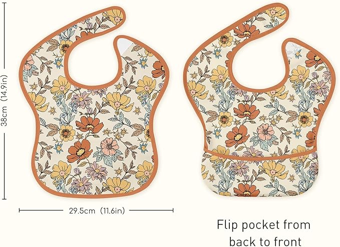3-Pack Waterproof Baby Bibs for Eating - Mess Proof Lightweight Toddler Feeding Bibs with Large Food Catcher