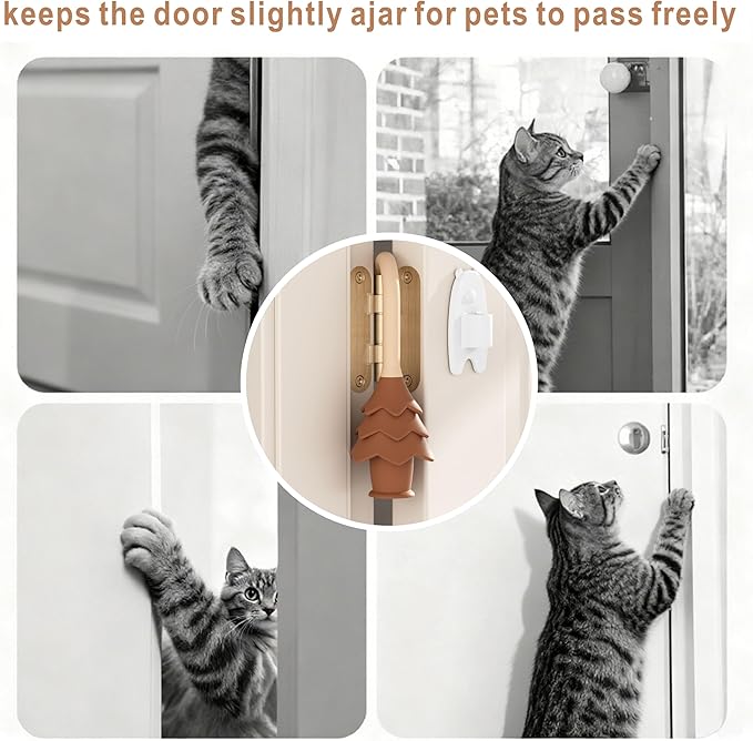 YOFENZO Christmas Tree Hanging Silicone Door Pinch Guard and Anti Door Slam Stopper,Child Safety Finger Pinch Guard,Baby Proofing Doors to Keep Door Open Stop Door from Slamming(2 PCS Khaki)