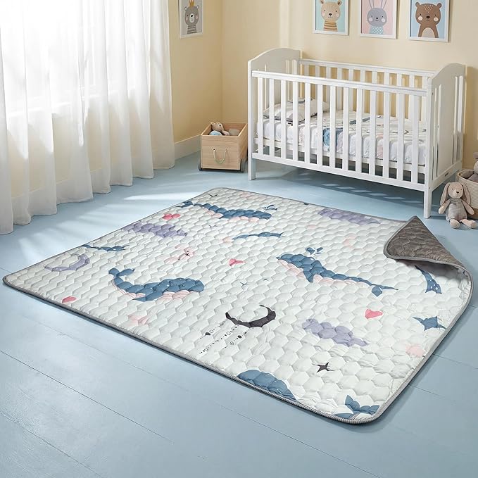 71"x59" Extra Large Baby Play Mat - Premium Thick, Non-Slip & Machine Washable Foam Floor Mat for Infants, Babies & Toddler. Fits Playpens,Spacious Crawling Space, Alphabet Design, Foldable & Odorless