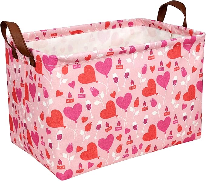 ASKETAM Valentine's Day Basket Gift for Empty Cute Heart Large Storage Bin for Kid and Baby Room Décor (Balloon Love)