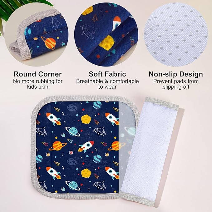 Seat Belt Cover Pad for Baby, Soft Seatbelt Cushion Covers for Kids 2Pcs Car Seat Strap Shoulder Pads for All Car Seats, Stroller, High Chair