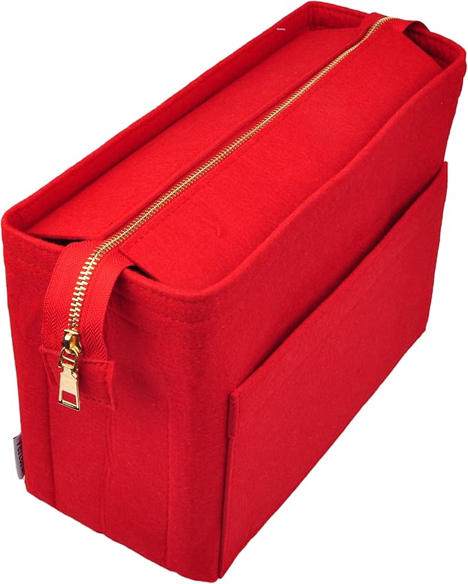 Vercord Felt Zipper Handbag Tote Purse Duffel Backpack Organizer Insert Red Medium