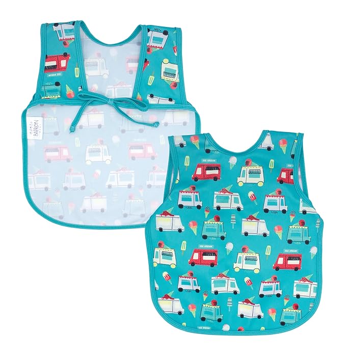 BapronBaby Ice Cream Truck Bapron - No Neck Tie Safer Bib for Baby & Toddler - Soft Waterproof Stain Resistant - Machine Washable - Sz Preschool 3-5yrs