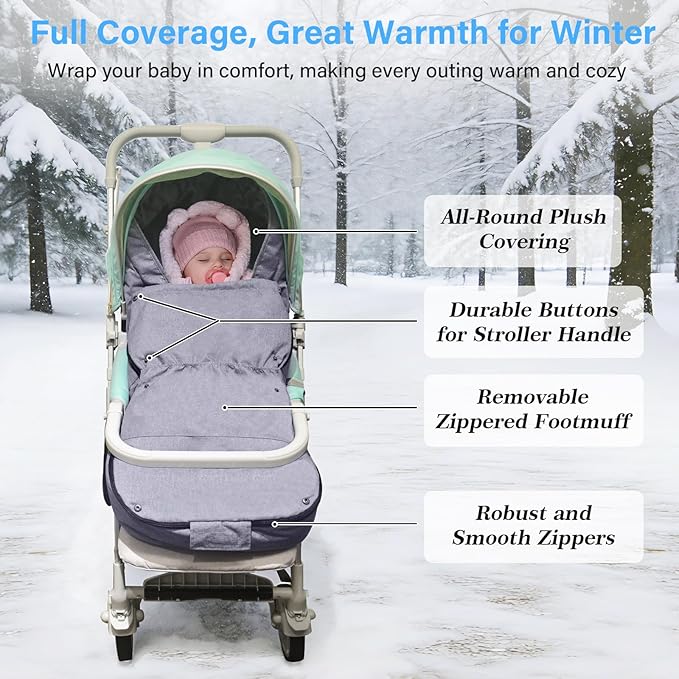 tupi Stroller Footmuff, Universal Warm Bunting Bag for Cold Weather, Stroller Cover for Winter, Waterproof Stroller Blanket for Toddler Girls Boys, Stroller Sleeping Bag, Ideal Gift for Baby Mom