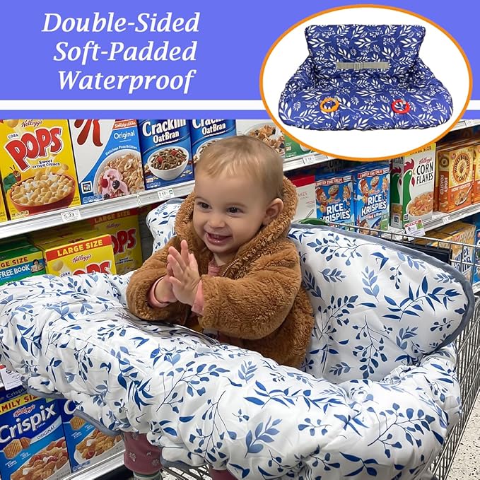 Shopping Cart Cover for Baby and Toddler, Waterproof Grocery Cart and High Chair Cover, Soft Padded Cart Cover for Babies, Universal Fit for Costco, Target and Restaurant High Chairs