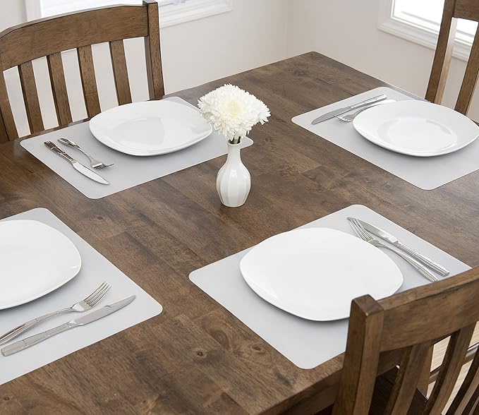 GASARÉ, Placemats Set of 4, Silicone Placemats, Table Mats, Non-Slip, Easy to Clean, Heat Resistant, Flexible, 20% Thicker, 16 x 12 inches x 1.1mm, White
