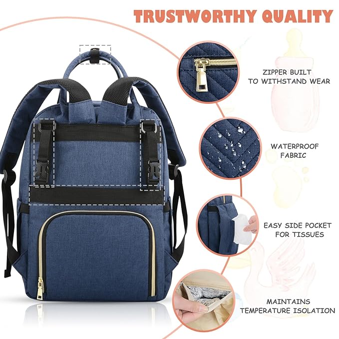 Tenot Baby Diaper Bag Backpack, Travel Diaper Bags for Baby Girl Boy Large Capacity Baby Bag Backpack for Women Peacock Blue