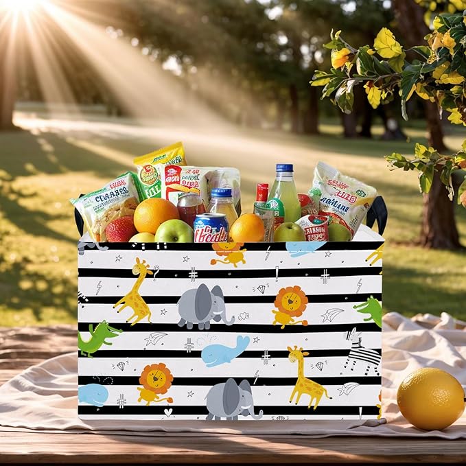 ASKETAM Kid Cute Nursery Storage Basket Baby Toy Clothes Storage Bin Playroom Bedroom Decor Basket(Animal Jungle)