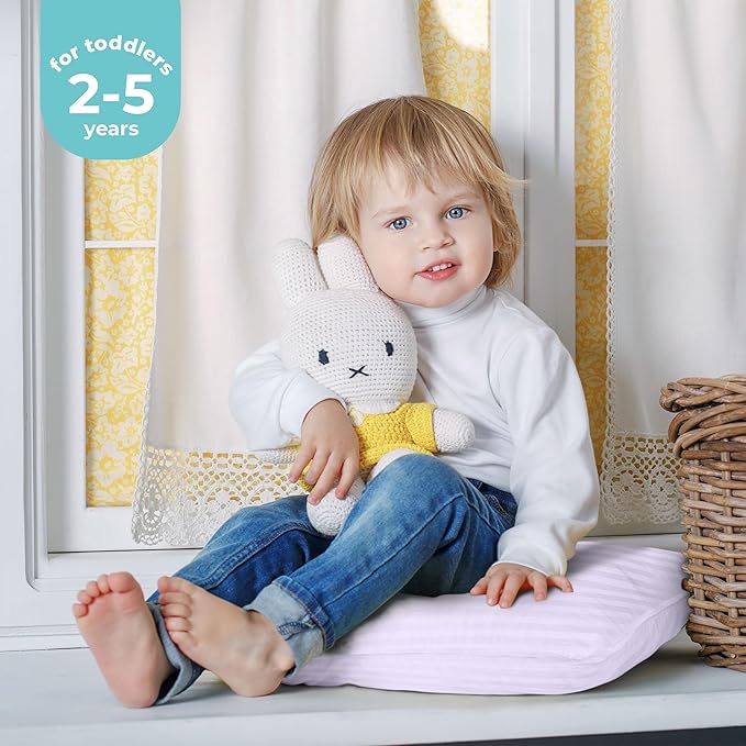 Utopia Bedding Toddler Pillow (Lavendar, 2 Pack), 13x18 Small Kids Pillow for Sleeping, Soft and Breathable Cotton Blend Shell, Ideal for Toddler Bed and Travel (Intended for Age 2 and up)