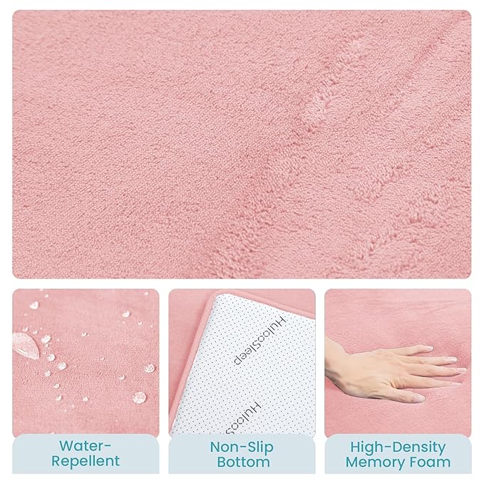 Huloo Sleep Baby Play Mat for Floor,1.3" Thick Elasti-Foam 47"×47" Playpen Mat for Tummy Time,Water Repellent Soft Coral Velvet for Toddler,Infant,Kids,Non-Slip Backing Safe for Crawling（Pink）