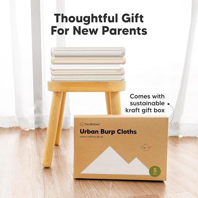 Organic Burp Cloths Baby Boy & Girl - 5-Pack Super Absorbent Cotton Burping Cloths for Babies, Soft & Plush Newborn Spit Up Rags, Infant Towels for Milk Spit Up, Unisex, Large 21" x 10" (Pure)