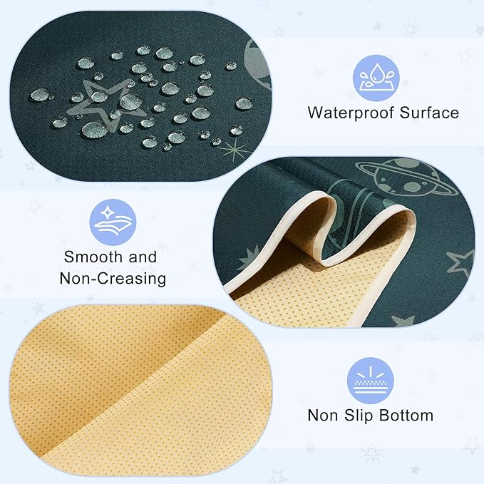 Basumee Splat Mat High Chair Mat Waterproof Baby Play Splat Mat for Under High Chair Food Catcher Highchair Mat for Floor Non Slip Bottom, Dark Blue Space, 51x51 Inches