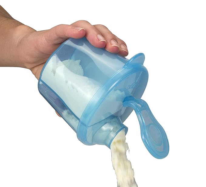 Dr. Brown's Baby Formula Dispenser with Snap-On Lid for On-the-Go Feedings,Milk Powder Dispenser for Traveling with Infant,Blue (Pack of 2)