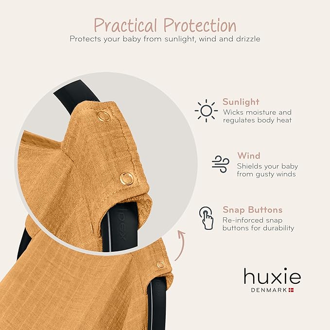 Car Seat Cover Baby - Organic Muslin Cotton - Carseat Canopy - 43" x 32" (Autumn Yellow)