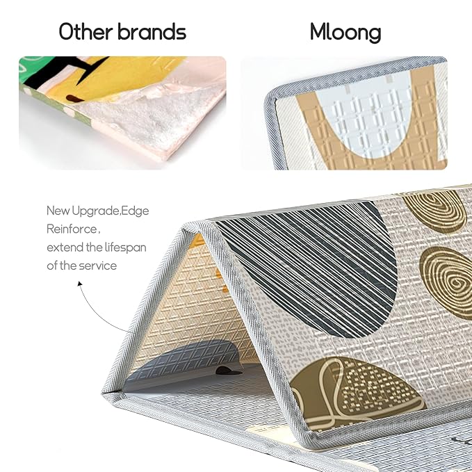 Mloong Baby Play Mat for Floor, 51×79in Playmat for Baby with Carry Bag, Foldable Carlwing Play Mat for Baby,Large Infant Playmat,Indoor & Outdoor Playing Mat, Waterproof