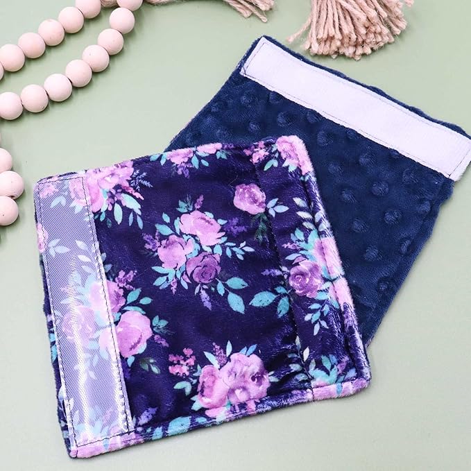 Baby Car Seat Belt Covers, Purple Flower Car Seat Strap Covers for Boys Girls, Fleece Stroller Strap Cover for Kids, Soft Car Seat Neck Cover, Newborn Car Seat Straps Shoulder Protectors, 2 Pack,