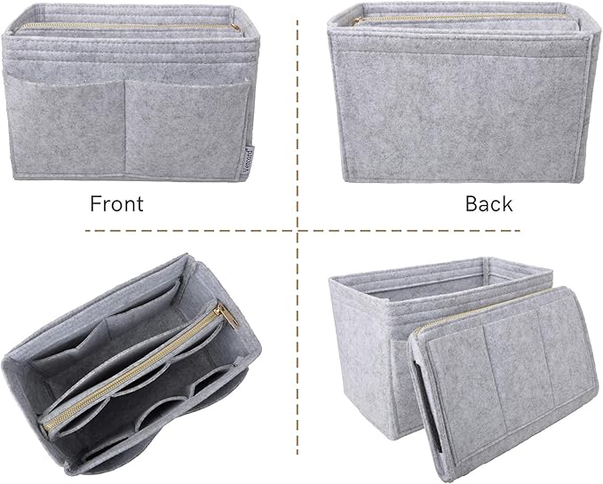 Vercord Felt Organizer Insert For Purse Handbag Tote Bag In Bag Inside Shaper Divider Neo Grey Large