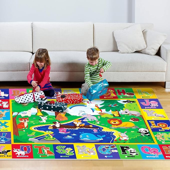 LTKOUGFAM Baby Play Mat for Floor, Baby Crawling Mat Soft Surface Toddler Playmat for Babies, Non-Toxic Foldable Non-Slip ABC Mats for Kids Infants Girls Boys (47.2X31.5 INCH)