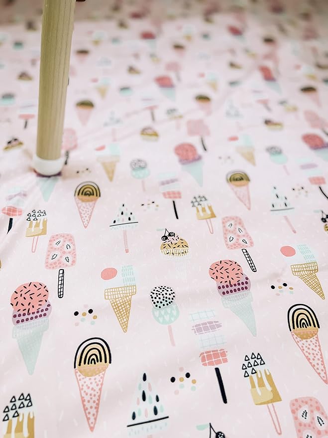 BapronBaby Pink Ice Cream Splash Mat - Waterproof Catch-All for Under High Chairs, Floors, Tables, Playtime or Arts & Crafts - Machine Washable - 45" x 45”