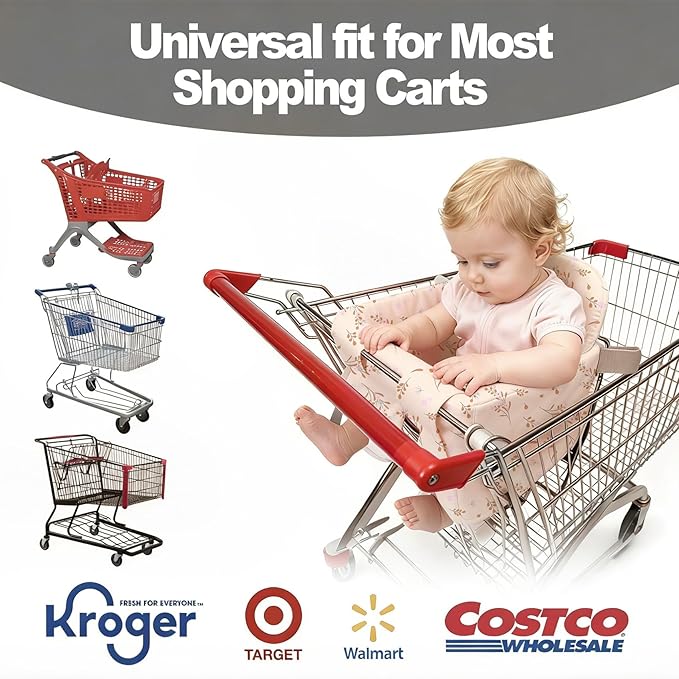 Shopping Cart Cover for Baby, High Chair Cover, Grocery Cart Cover, Cart Seat Cover for Baby, Shopping Cart Seat (Flower)