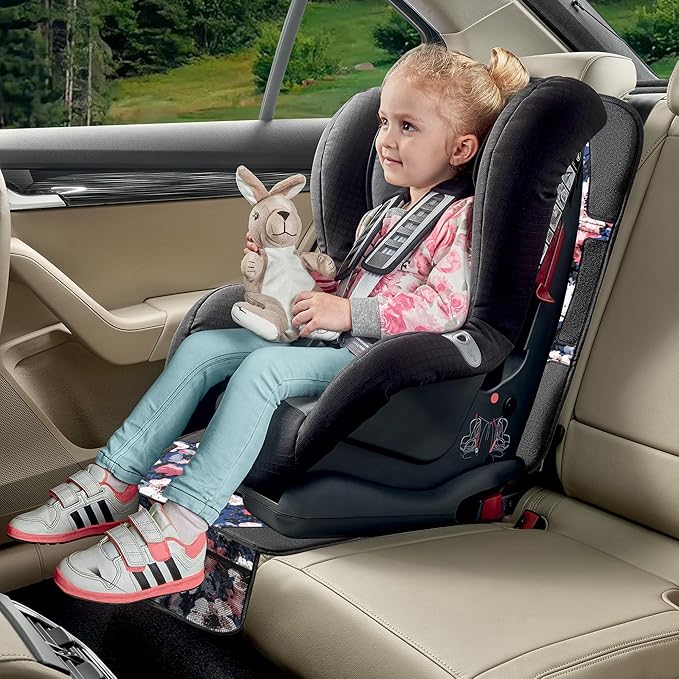 Car Seat Protector for Child Car Seat, 2 Pack Baby Car Seat Covers with Mesh Pockets & Non-Slip Backing 600D Durable Seat Protector Under Baby Car Seat for Car Back Seat (Watercolor, Large)