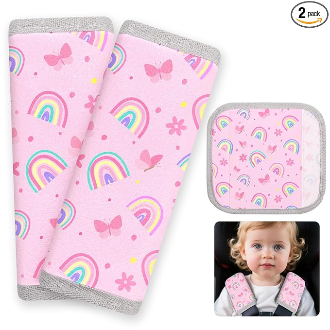 Seat Belt Cover Pad for Baby, Soft Seatbelt Cushion Covers for Kids 2Pcs Car Seat Strap Shoulder Pads for All Car Seats, Stroller, High Chair