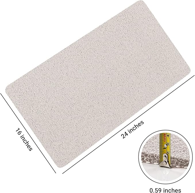 LuxStep Shower Mat Bathtub Mat,24x16 inch, Non-Slip Bath Mat with Drain, Quick Drying PVC Loofah Bathmat for Tub,Shower,Bathroom (Phthalate Free,White)