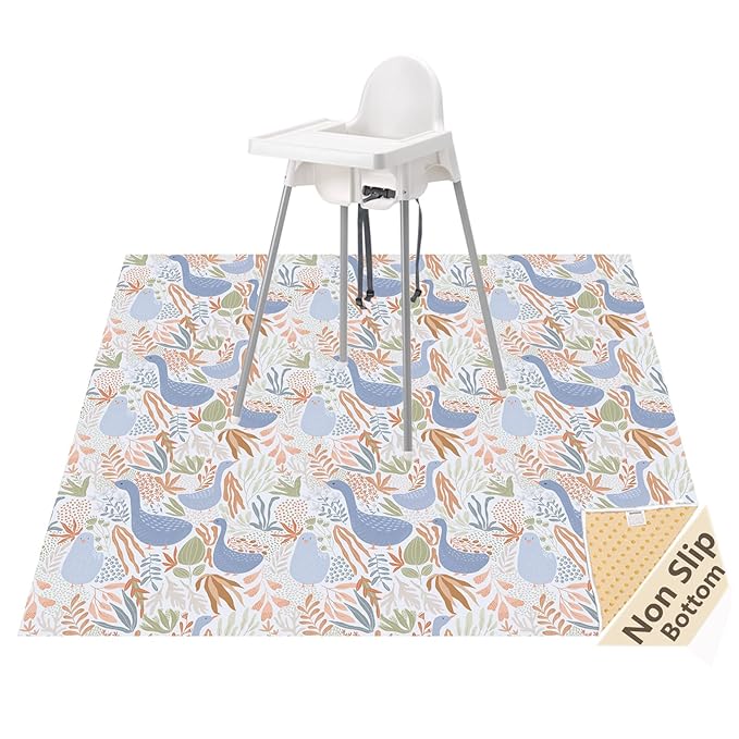 Splat Mat for Under High Chair/Arts/Crafts, Waterproof and Anti-Slip Splash Mat Floor Protector, Washable Highchair Floor Mat, 51 Inch Reusable Messy Mat and Baby Feeding Table Cloth