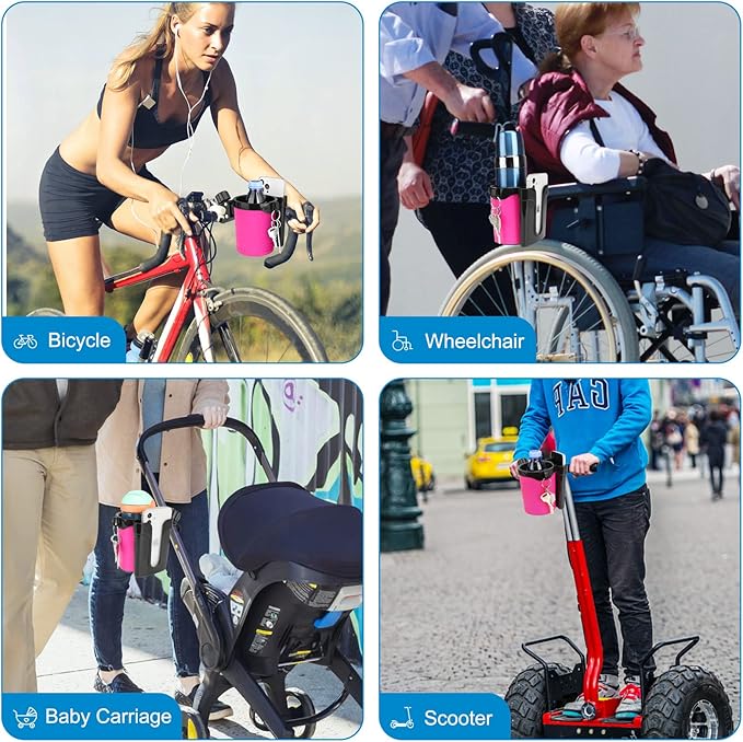Accmor Stroller Cup Holder with Phone Keys Holder, 3-in-1 Universal Cup Holder, Drinks Bottle Holder for Stroller, Bike, Wheelchair, Walker, Scooter