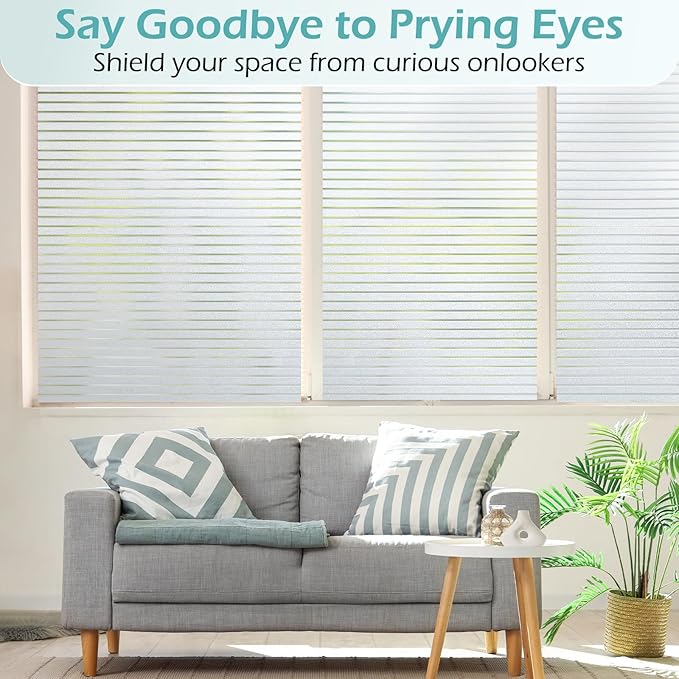 DOWELL Window Privacy Film, Frosted Glass Window Film, Static Cling Glass Vinyl, Heat Blocking Frosting Coverings, Removable Door Stickers for Home Office, Non-Adhesive, Reusable, 23.6 x 78.7 inches